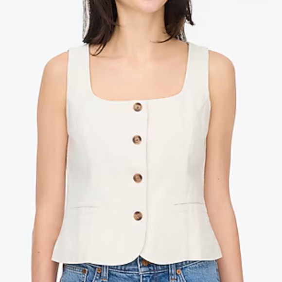 J. Crew Factory Squareneck Linen-blend Vest Top, Size 12 - Picture 1 of 8